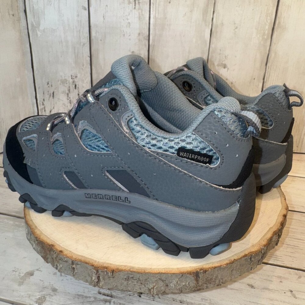 Merrell Moab 3 Low Kids Size 1.5M Blue Waterproof Hiking Lace Up Shoes Sneakers - Picture 4 of 10
